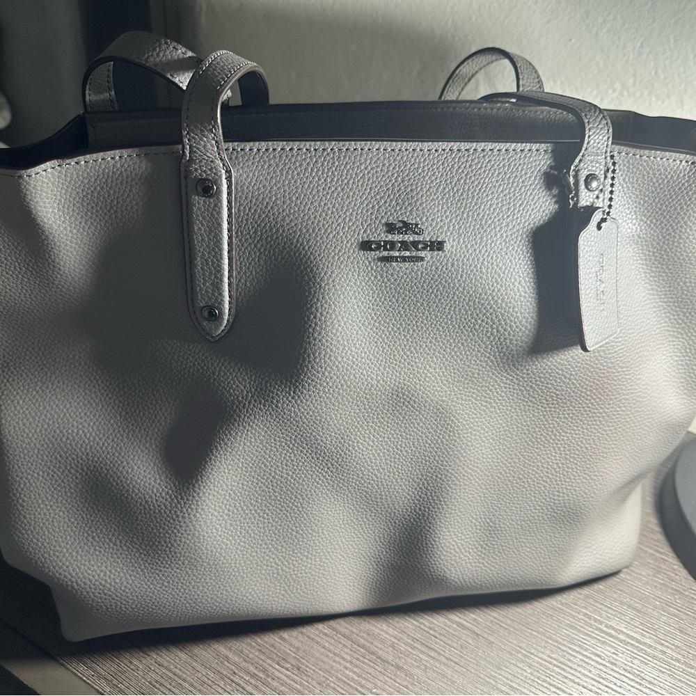 Coach Gray Leather Tote Bag